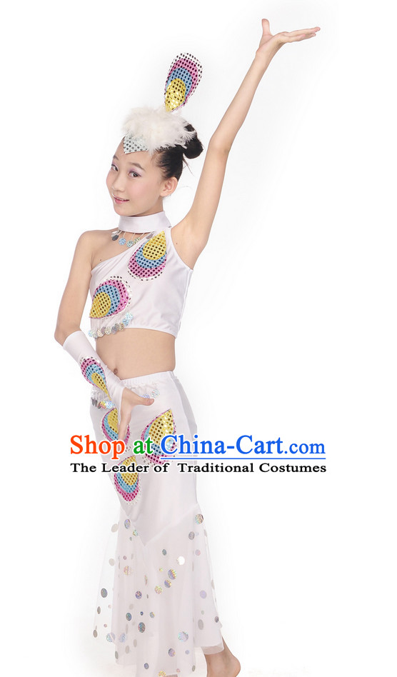 Yunnan Peacock Dance Costume and Headwear for Kids