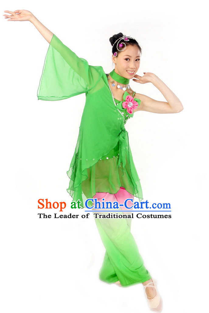 Wide Sleeves Chinese Spring Dancing Costume for Girls