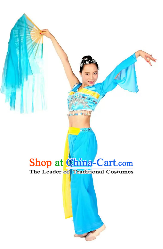Sky Blue Dance Silk Dance Fan