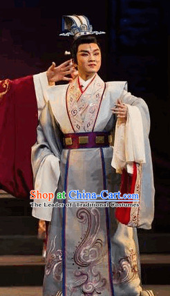 Ancient Chinese Opera Prince Costumes and Hat Complete Set for Men