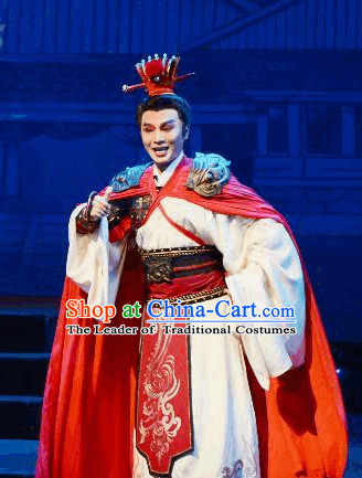 Ancient Chinese Opera General Fighter Costumes and Hat Complete Set for Men