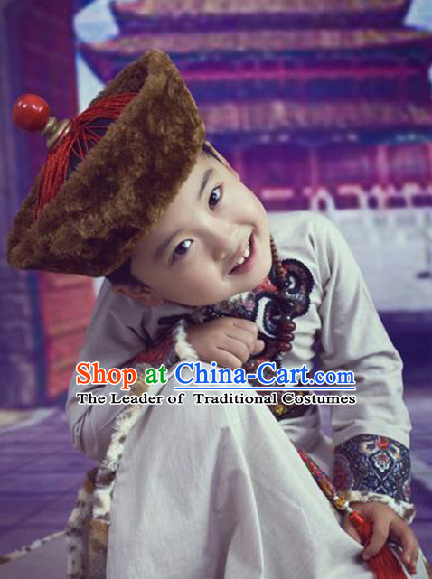 Mongolian Traditional Clothing and Hat for Kids