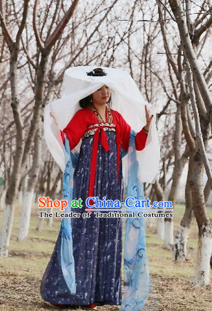 Chinese Ancient Plus Size Dresses and Bamboo Hat online Shopping