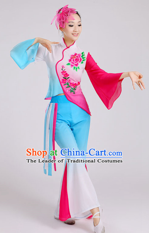 Traditional Jasmine Flowers Group Dance Costumes and Headwear