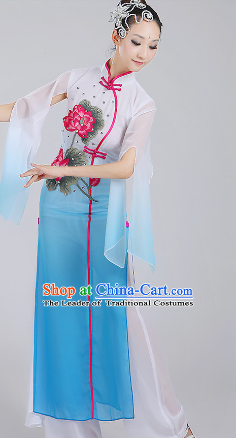 Chinese Group Umbrella Dancewear Dance Clothes and Hair Decorations Complete Set for Women