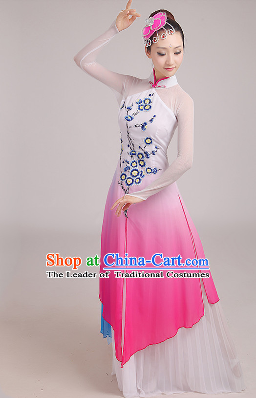 Chinese Classical Dance Costumes Dancing Clothes and Headpieces Complete Set for Woen