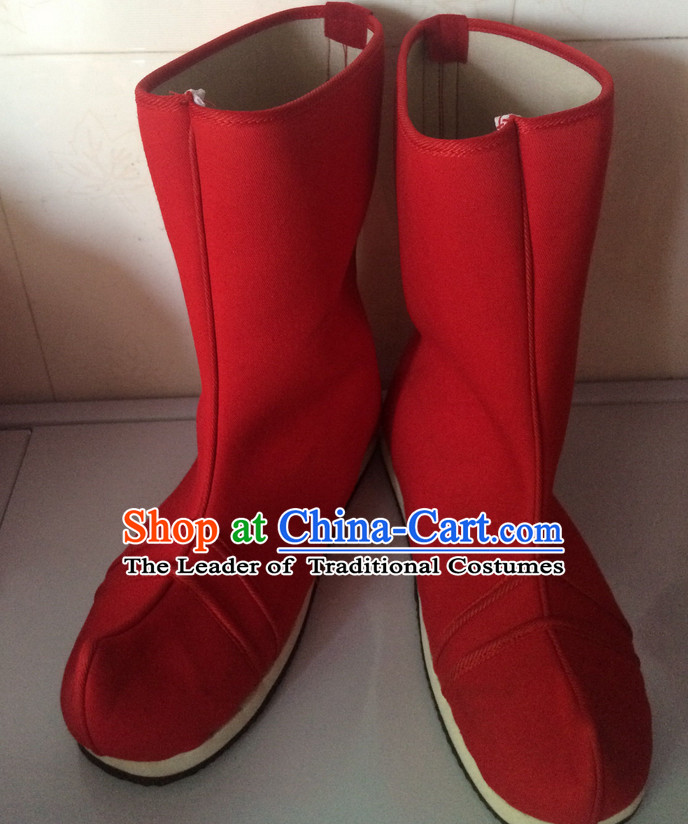 Ancient Style Red Female Long Red Boots