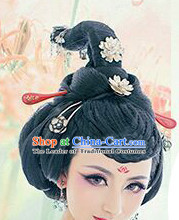 Chinese Qing Manchu Black Wigs and Hair Jewelry for Women