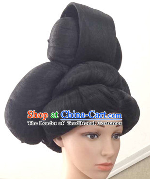 Tang Dynasty Chinese Ancient Princess Black Long Lady Hair extensions Wigs Fascinators Toupee Long Wigs Hair Pieces for Girls
