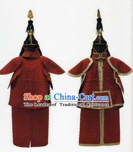 Chinese Classic Qing Dynasty General Armor Costume and Helmet
