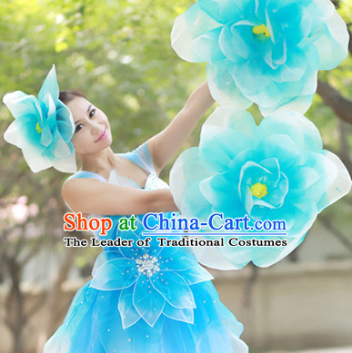 Chinese Custom Made Folk Flower Dance Costume and Headpieces Complete Set for Women