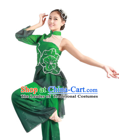 Custom Made Chinese Lotus Dance Costume and Headpieces Complete Set for Women