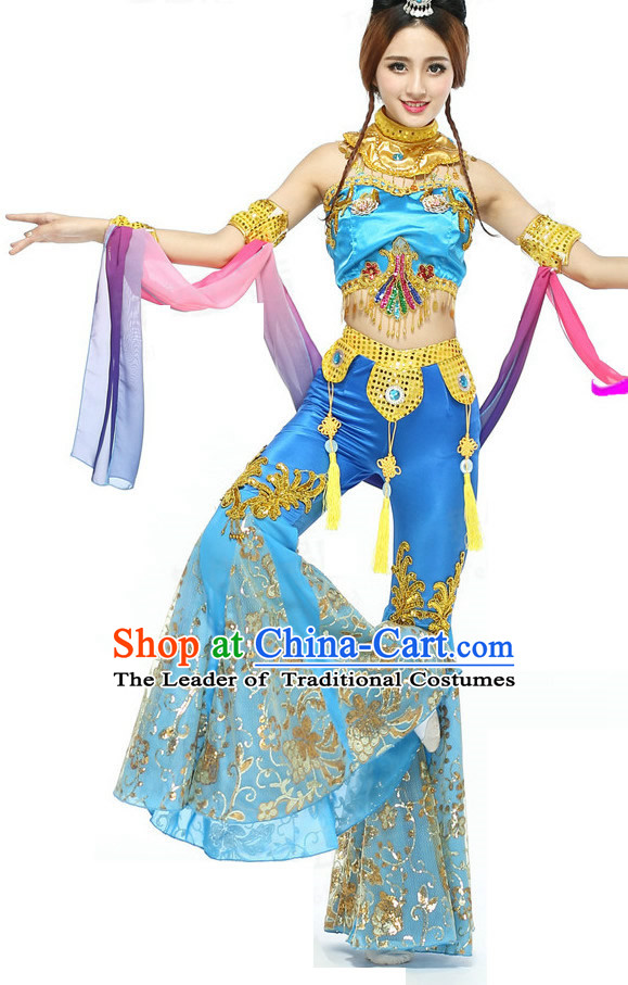 Chinese Classical Quality Dance Costumes and Headdress Complete Set for Women