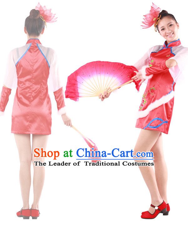 Chinese Teenagers Fan Dance Costume for Competition