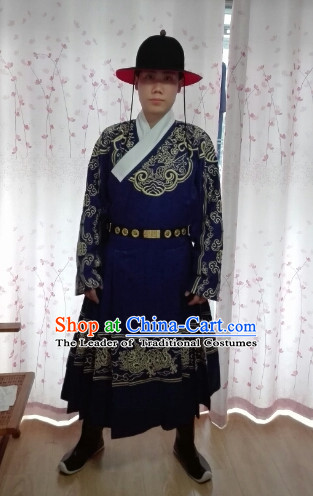 Chinese Ming Dynasty Male Official Uniform and Hat Complete Set