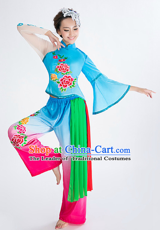 Chinese Fan Competition Dance Costume Group Dancing Costumes for Women