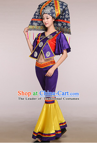 Chinese Folk Ethnic Competition Fan Dance Costume Group Dancing Costumes for Women