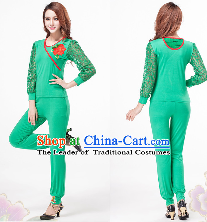 Green China Style Modern Dance Costume Ideas Dancewear Supply Dance Wear Dance Clothes Suit