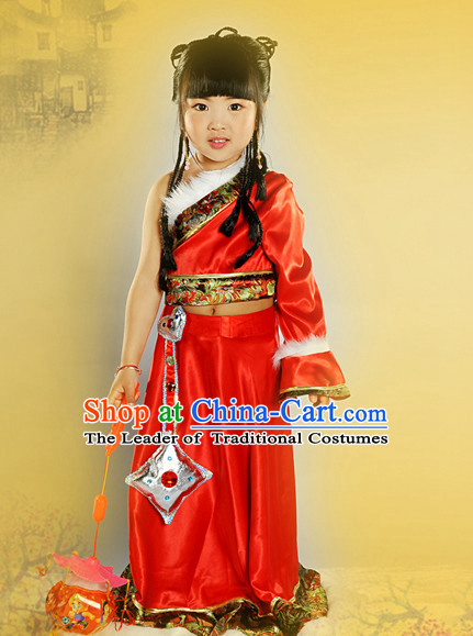 Chinese Mongolian Princess Halloween Costumes for Kids Baby Hanfu Clothes Toddler Halloween Costume Kids Clothing and Hair Accessories Complete Set