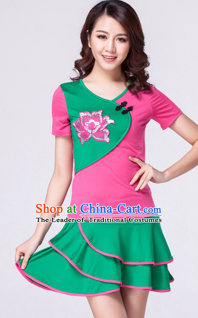Pink Green Chinese Style Parade  Costume Ideas Dancewear Supply Dance Wear Dance Clothes Suit
