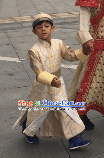 Qing Dynasty Nobleman Costume and Hat Complete Set for Kids