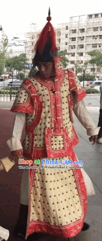 Qing Dynasty General Costume and Helmet Complete Set for Men