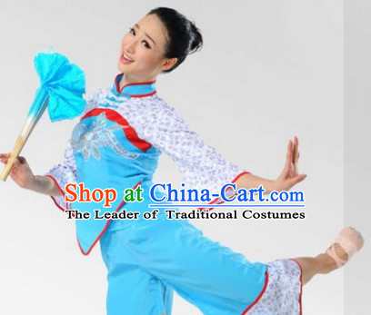 Chinese Folk Fan Dancing Costume Complete Set for Women
