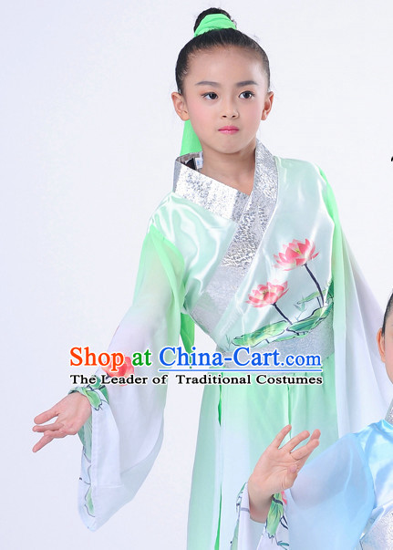 Chinese Classic Lotus Dancing Costumes Complete Set for Kids