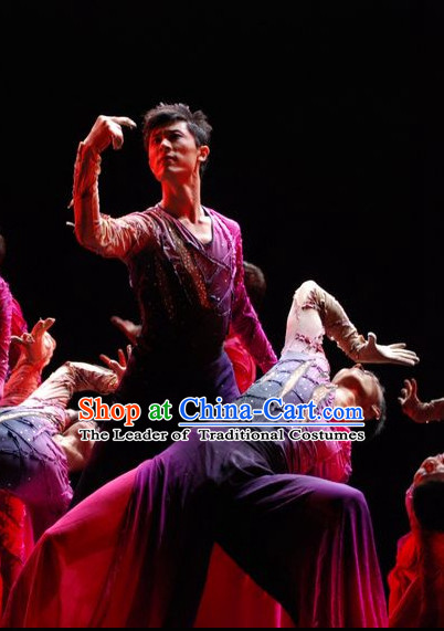 Chinese Classic Stage Group Dance Costumes Complete Set for Men