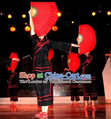 Chinese Team Fan Dance Costume Complete Set for Women