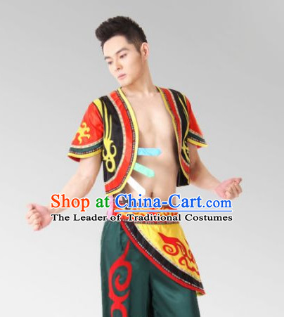 Chinese Folk Mongolian Dance Costume Complete Set for Men