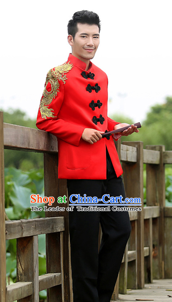 Top Chinese Mandarin Bridegroom Dragon Wedding Clothes Complete Set
