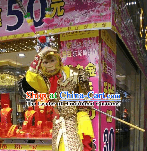 Sun Wukong Armor Fighting Costume and Hat Complete Set for Men