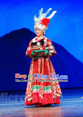 Chinese Miao Wedding Dress and Silver Hat Complete Set for Women