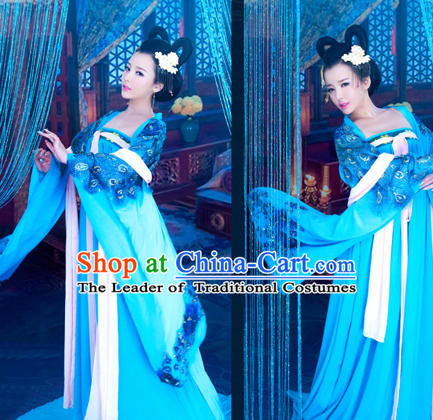 Tang Dynasty Ancient Blue Lady Costume Noblewomen