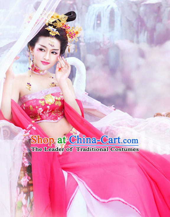 Chinese Classic Sexy Dance Costume and Hair Jewelry Complete Set for Women