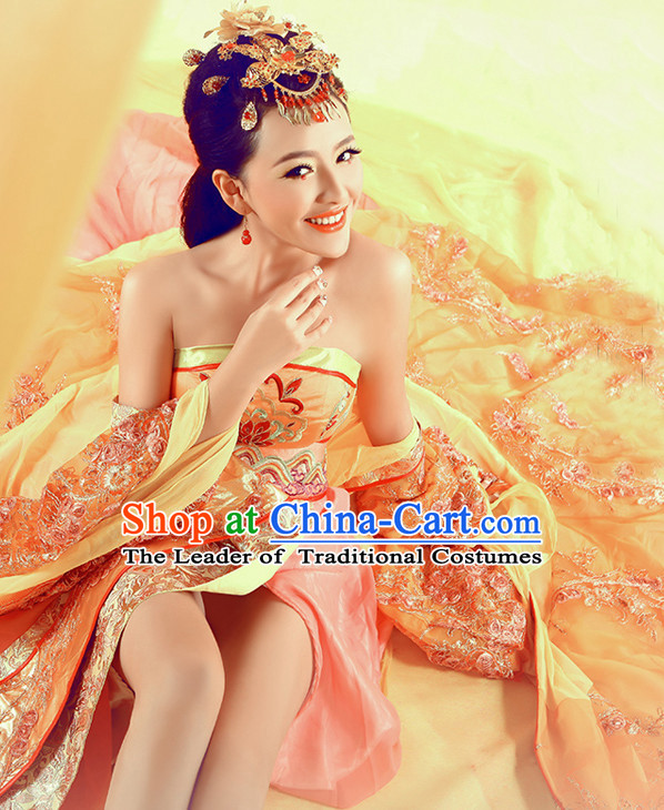 Ancient Chinese Classic  Sexy Empress Clothes Garment and Hair Jewelry Complete Set for Women