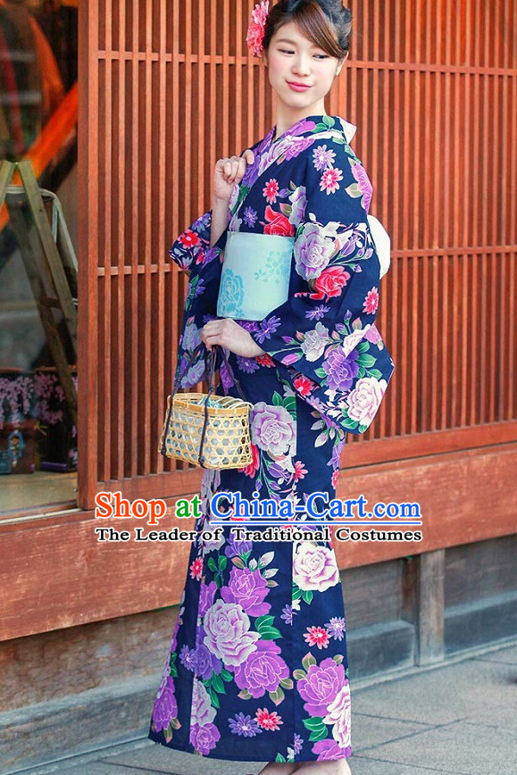 Top Authentic Traditional Japanese Kimonos Kimono Dress Yukata Clothing Garment Complete Set for Women Ladies Girls