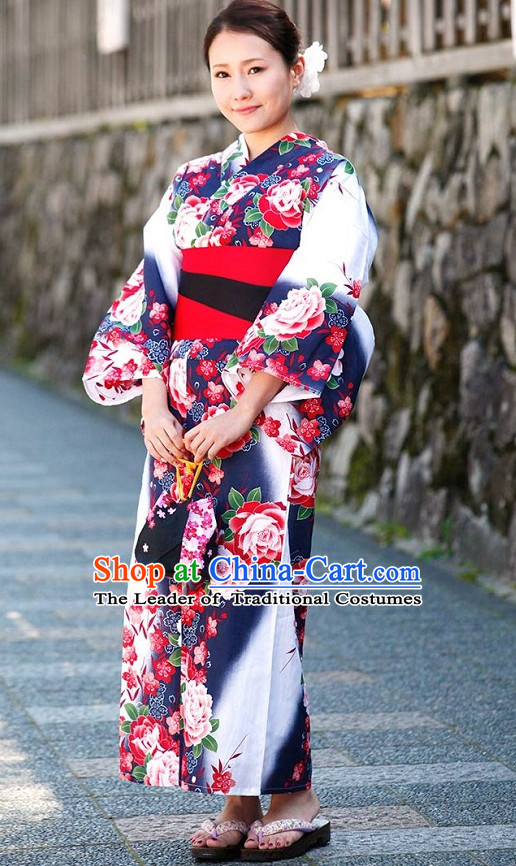 Top Authentic Traditional Japanese Kimonos Kimono Dress Yukata Clothing Garment Complete Set for Women Ladies Girls