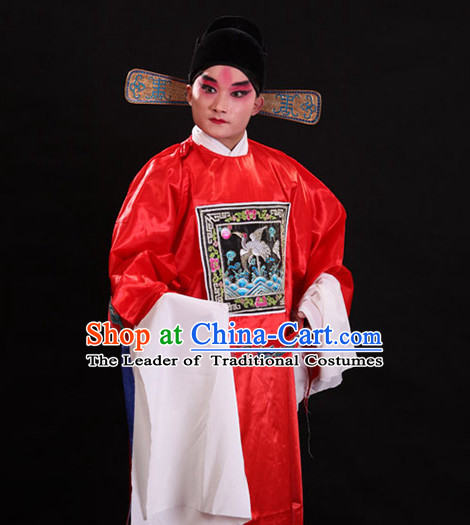 Ancient Chinese Opera Official Costume and Hat Complete Set for Men