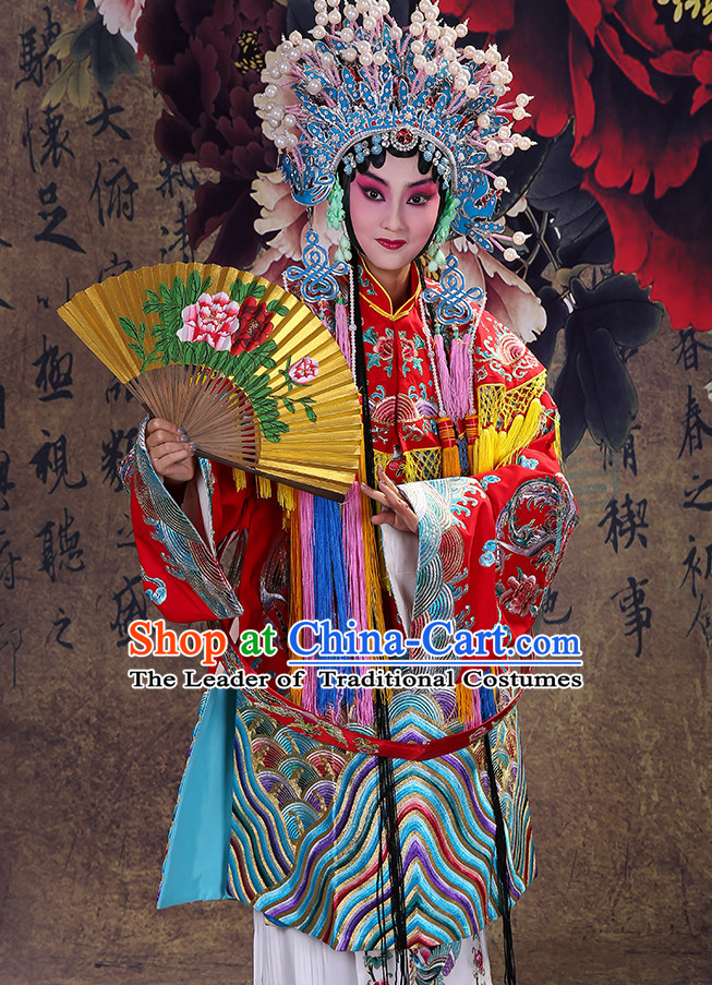 Ancient Chinese Hua Dan Empress Opera Costumes and Phoenix Coronet Complete Set for Women