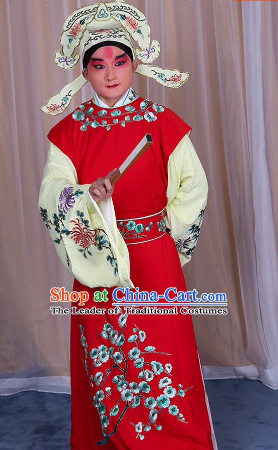 Ancient Chinese Young Scholar Costumes and Hat Complete Set for Men