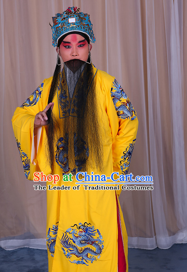 Ancient Chinese Beijing Opera Costumes Peking Opera Emperor Costume and Hat Complete Set for Men