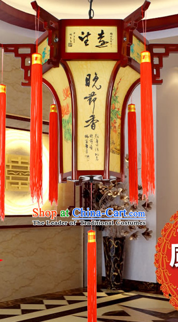 Flower Shape Ancient Chinese Handmade Wooden Ceiling Lantern