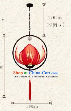 Red Handmade Chinese Classic Lotus Ceiling Lantern