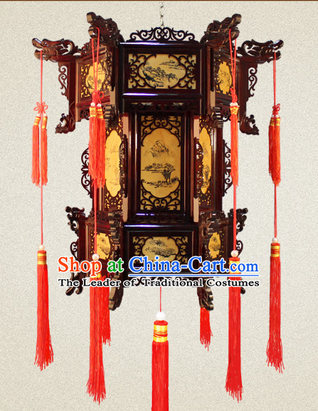 Ancient Chinese Style Handmade Natural Wood Palace Lantern