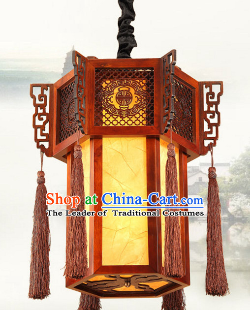 Chinese Antique Style Ancient Handmade Natural Wood Palace Lantern