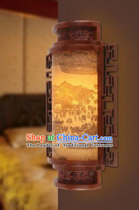 Chinese Ancient Handmade and Carved Natural Wood Wall Lantern