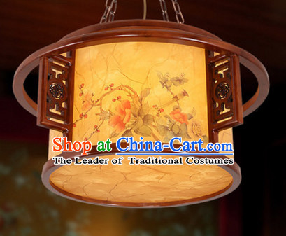 Chinese Ancient Handmade and Carved Natural Wood Hanging Palace Lantern