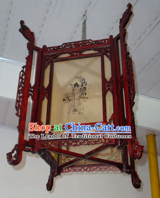 Red Song Dynasty Chinese Classical Handmade and Carved Hanging Palace Lantern